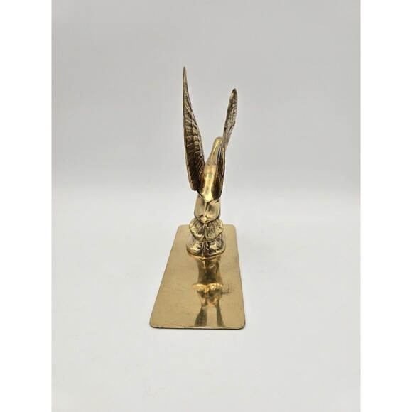 Vintage Brass Duck Wings Up Taking Off Figurine Bookend Paperweight Brass Base - Picture 4 of 11